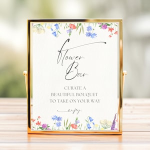 Flower bar sign Floral bridal shower build your own bouquet table sign bloom bar instant download She&#39;s fresh off the market bridal shower