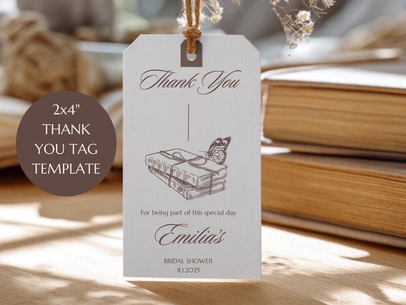 Bridal shower thank you tags printable set Her Next Chapter bridal shower bundle