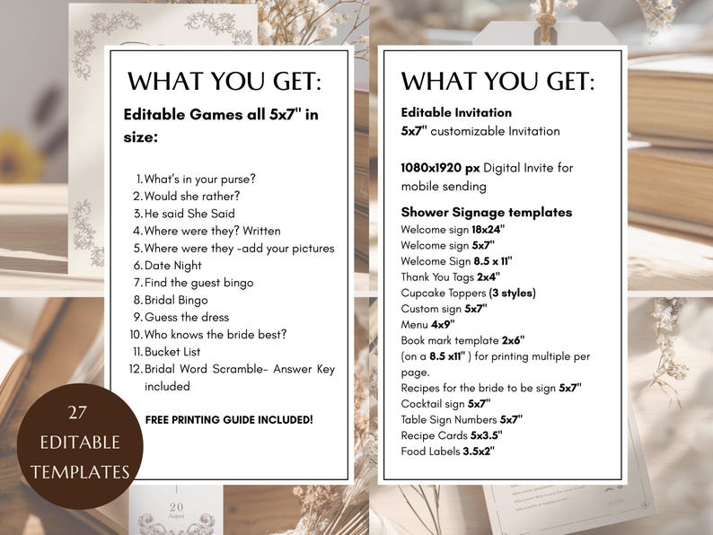 Her Next Chapter Bridal Shower Bundle Wedding Shower Activity Bridal Shower Games Downloadable Editable Invitation Bundle Find The Bride Bingo