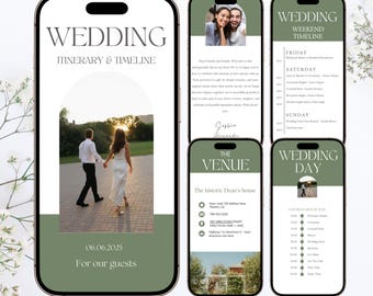 モバイル用に編集可能な結婚式当日のタイムラインテンプレート 結婚式の披露宴のタイムライン 結婚式のパーティーの旅程とタイムライン モダンなミニマリストの結婚式