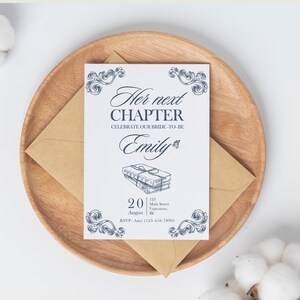 A new chapter begins bridal shower editable invitation and mobile invite Her new chapter bridal shower 5 x 7 instant download template canva