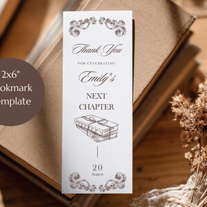 Bridal shower bookmark favor printable Her Next Chapter theme