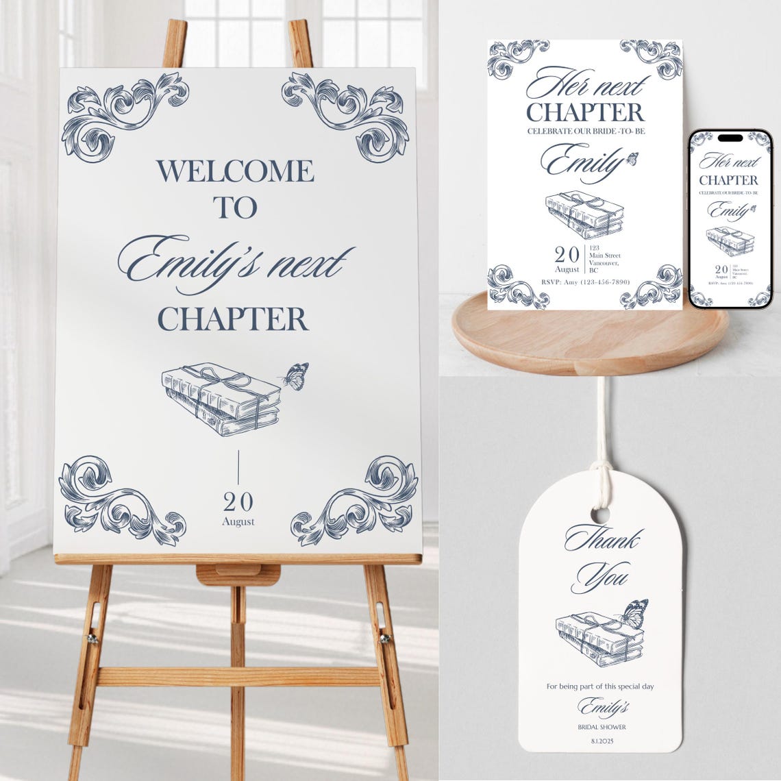 Next Chapter Bridal Shower Bundle, Editable Templates, Her New Chapter ...