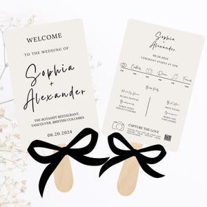 wedding program fan template customizable modern wedding day timeline program fan editable 5x7 minimalistic wedding timeline program diy
