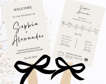 wedding program fan template customizable modern wedding day timeline program fan editable 5x7 minimalistic wedding timeline program diy