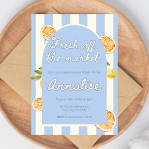 She’s fresh off the Market Bridal Shower Invitation Template Something Blue Farmers Market Theme Editable Canva Invite she’s Off the Market