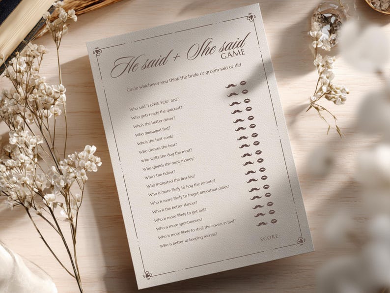 He said she said bridal shower game her next chapter bridal shower theme
