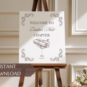 Instant download her next chapter bridal shower welcome sign printable