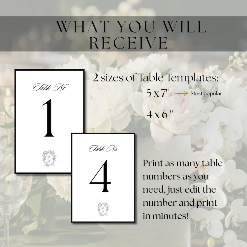 Table Number Templates Old Money Table Numbers for Wedding Aesthetic, Wedding Table Number ...