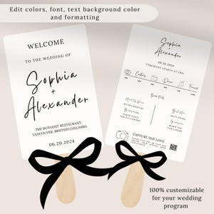 Wedding Program Fan Template 5x7 Canva Editable Minimalist Ceremony Timeline Double Sided Handheld Fan Instant Download template