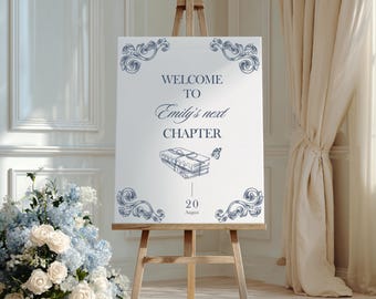 Her Next Chapter Bridal Shower Welcome Sign Editable Template, Printable bridal shower welcome sign, her new chapter bridal shower theme