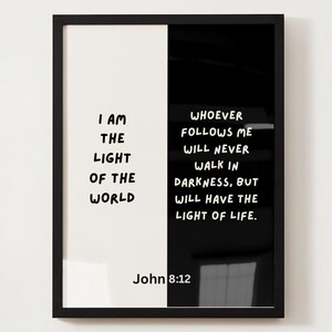 John 8:12 Christian Wall Art (Digital Download)