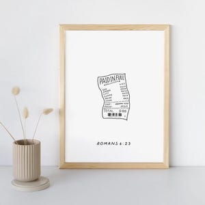 Jezus heeft alles betaald, volledig betaald, christelijke muurkunst, uniek christelijk huisdecor, bijbelse poster, digitale download