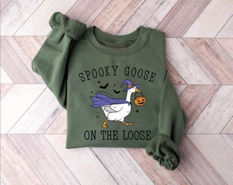 Funny Halloween Spooky Goose Sweatshirt: Spooky Goose Halloween Gifts, Goose Lover Fall Gift