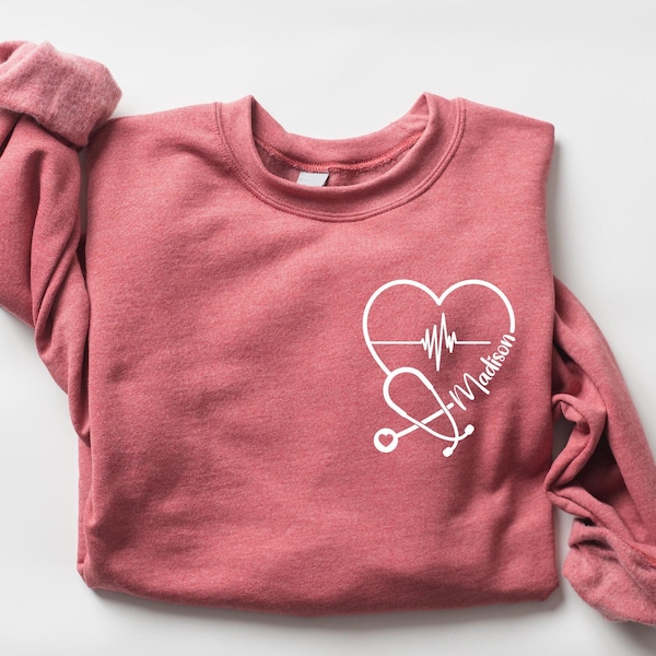 Custom Nurse Sweatshirt, Personalized Sweater, Nurse Pocket Sweatshirt, Nurse Life Hoodie, Nurse Sweatshirt, Custom Nurse Gift