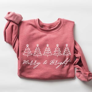 Merry & Bright Christmas Sweatshirt, Womens Christmas Sweatshirt, Holiday Sweatshirt, Cute Christmas Gift, Winter Sweater, Christmas Graphic