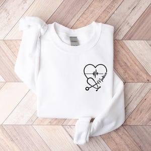 Custom Nurse Sweatshirt, Personalized Sweater, Nurse Pocket Sweatshirt, Nurse Life Hoodie, Nurse Sweatshirt, Custom Nurse Gift White