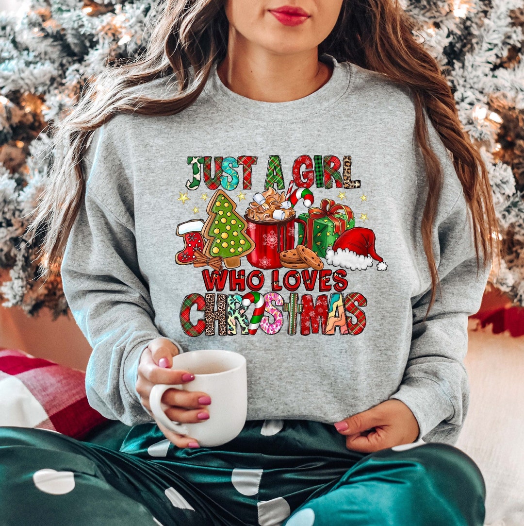 Women's Christmas Sweatshirt Just A Girl Who Loves - Etsy