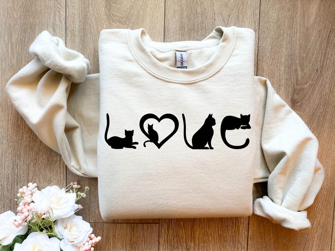 Cat Sweatshirt, Cat Love Shirt, Black Cat Mom Shirt, Gift for Cat Lover