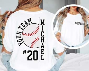Custom Baseball Mom Sweatshirt, Personalized Name & Number Team, Game Day Spirit Shirt