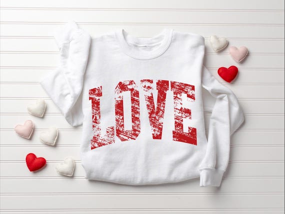 Retro Love Sweatshirt, Womens Heart Sweater, Valentines Day Gift