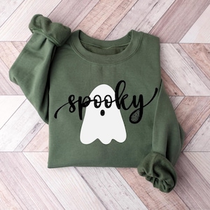 Spooky Ghost Crewneck Sweatshirt, Halloween Boo Crew Apparel