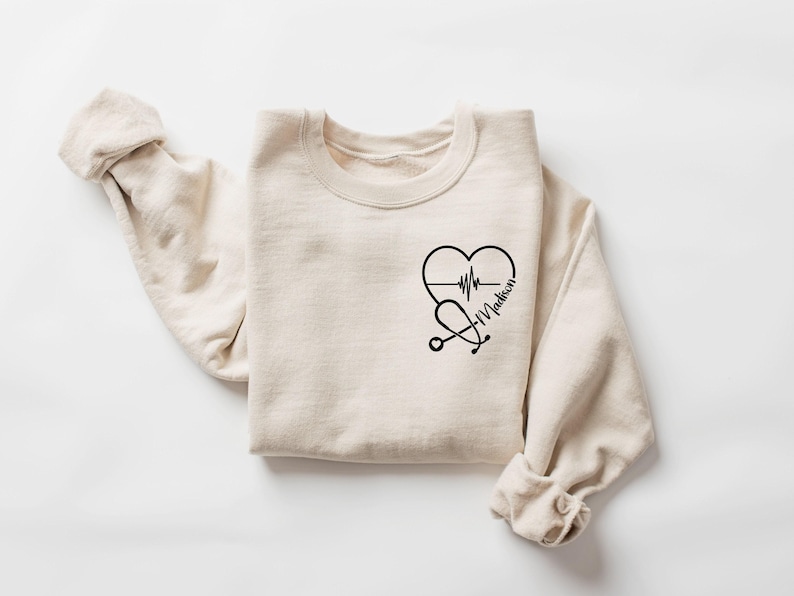 Custom Nurse Sweatshirt, Personalized Sweater, Nurse Pocket Sweatshirt, Nurse Life Hoodie, Nurse Sweatshirt, Custom Nurse Gift Sand