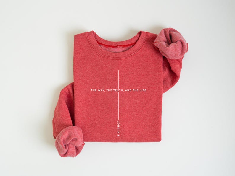 Christian Christmas Sweatshirt: Jesus Lover Gift, John 14 6 The Way The Truth The Life image 4