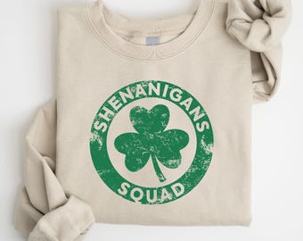 Retro St Patricks Day Sweatshirt, Shenanigans Squad Sweatshirt, St Patricks Day Gift For Lucky Ones, Irish Sweater, Shenanigans Sweatshirt