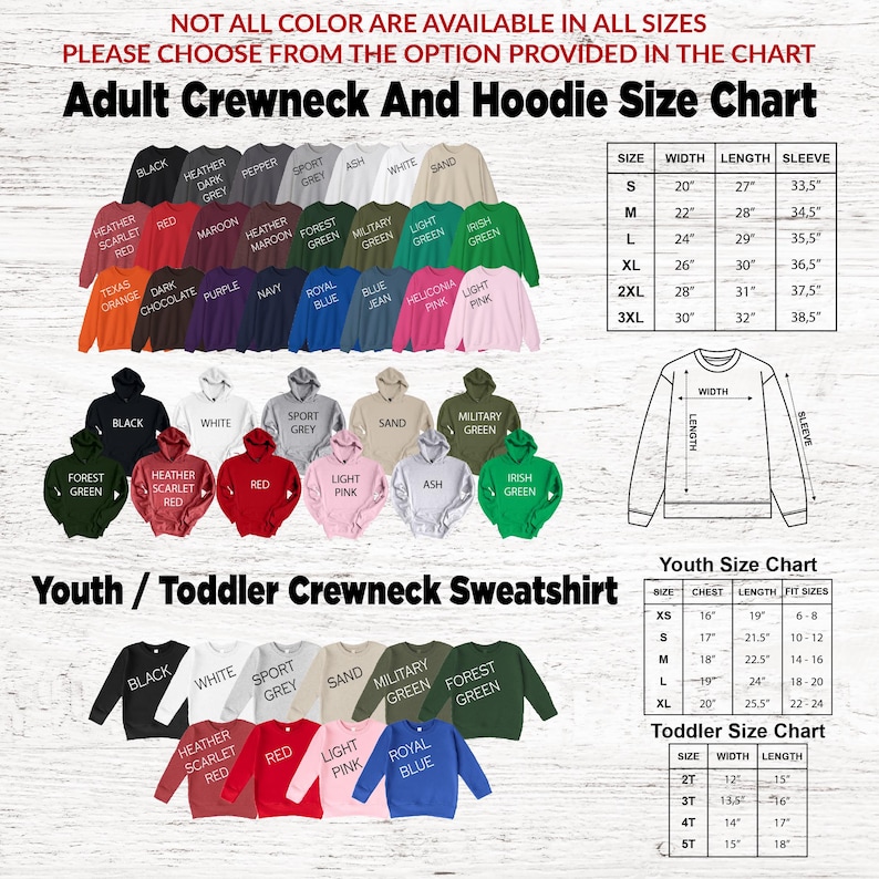 a chart showing the sizes of children's hoodies