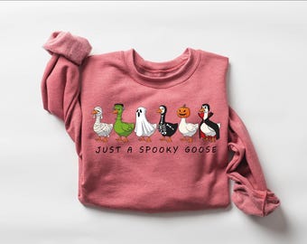 Funny Ghost Goose Halloween Sweatshirt: Just a Spooky Goose Shirt, Spooky Season Womens Halloween Gift