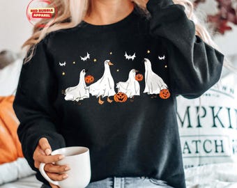 Halloween Goose Sweatshirt, Funny Goose Sweatshirt, Ghost Duck Shirt, Spooky Goose Halloween Gift, Goose Lover Gift, Funny Halloween Animals