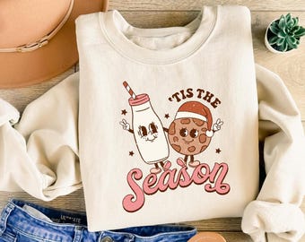 Retro Tis The Season Christmas Sweatshirt: Festive Holiday Sweater, Cute Xmas Gift