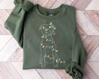 Christmas Dog Sweatshirt, Dog Owner Christmas Gift, Pitbull Christmas Shirt, Pitbull Mom Gift, Christmas Graphic Dog Tee, Holiday Sweater