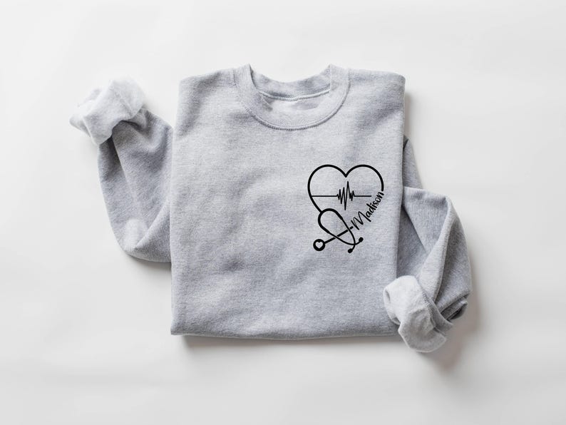 Custom Nurse Sweatshirt, Personalized Sweater, Nurse Pocket Sweatshirt, Nurse Life Hoodie, Nurse Sweatshirt, Custom Nurse Gift image 4