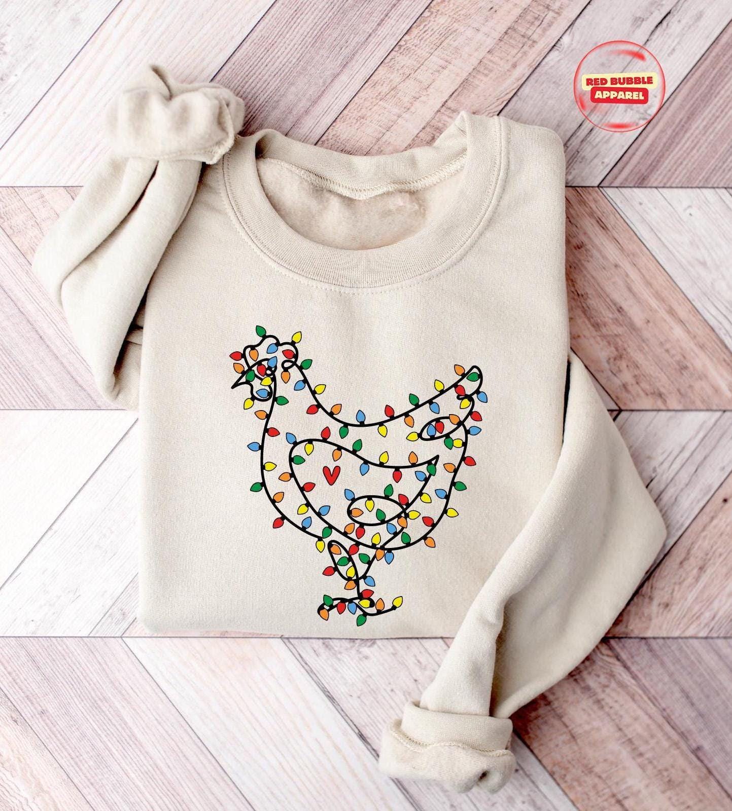 Funny Christmas Chickens Sweatshirt, Christmas Farm Animals Sweatshirt, Womens Christmas Chicken Sweatshirt, Christmas Holiday Sweatshirt