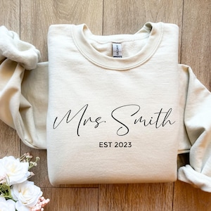Unique Gift For Bride Sweatshirt, Mrs Last Name Sweatshirt, Custom Mrs Last Name Shirt, Wifey Sweatshirt, Bride Sweatshirt, Future Mrs Gift