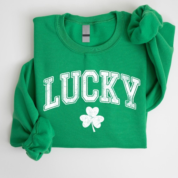 Retro St Patricks Day Lucky Sweatshirt, St Patricks Day Clover Sweatshirt, Lucky Sweater, St Patricks Day Gift, Cute St Patricks Day Vibes