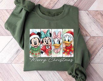 Disney Merry Christmas Sweatshirt, Disneyland Holiday Shirt, Mickey & Minnie Xmas Sweater