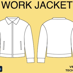 Work Jacket, Workwear, Streetwear, Tech Pack Template, Mock Up Template, For Illustrator, Photoshop
