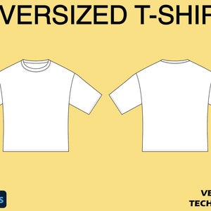 Op de afbeelding: Een wit oversized T-shirt met korte mouwen, getoond van de voorkant en de achterkant. Het T-shirt is een simpel ontwerp met een ronde hals.
