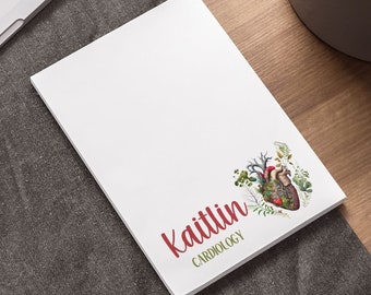 Nurse Notepad Personalized Sticky Notes Cardiology RN Heart Notepad Custom Cardiology Nurse Gift For Rn Graduation Gift for Cardiac Nurse