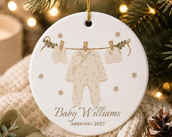 Pregnancy Announcement Ornament, Gender Neutral Baby Reveal Gift, Grandparents Christmas Announcement, Personalized Baby Keepsake