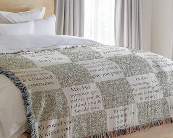 Christian Scripture Blanket, Prayer Numbers 6:24-26 Woven Faith Throw,  Bereavement, House Blessing