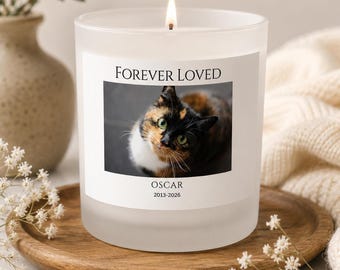 Personalized Cat Memorial Candle, Pet Memorial Candle, Cat Loss Gift, Custom Cat Remembrance Gift, Pet Sympathy Gift