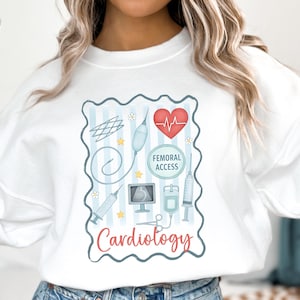 Cardiac Nurse Sweatshirt, Cardiac Nurse Shirt, Cath Lab Nurse Crewneck, CVICU Nurse Pullover Cardiology Anatomical Heart Shirt Nurse Week