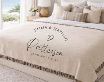 Personalized Anniversary Blanket Custom Wedding Throw Anniversary Blanket Engagement Gift For Couple Wedding Shower Bridal Shower Gift