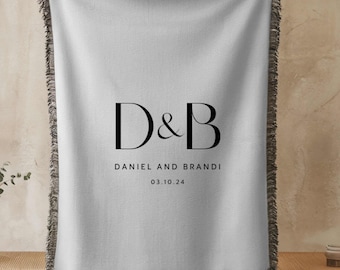 Custom Woven Cotton Anniversary Blanket, Personalized Couple's Keepsake Gift, Wedding or Wedding Gift, Newlywed Throw Blanket, Housewarming