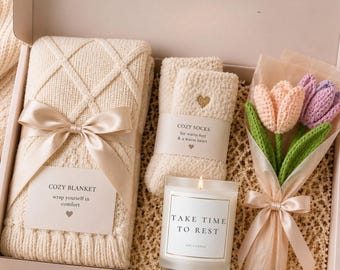 Thinking of You Care Package, Cozy Self Care Basket, Get Well Soon Gift, Sympathy Gift Box