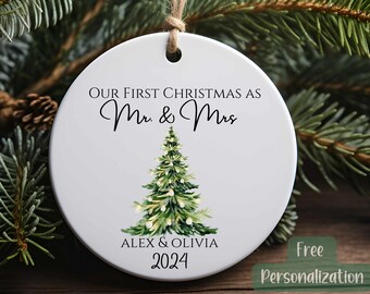 Personalized First Christmas as Mr & Mrs Ornament 2026, Wedding Keepsake, Couple Christmas Ornament, Newlyweds Gift, Married Holiday Decor